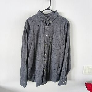 Goodfellow Co Gray Palm Tree Button Down Slim Fit Shirt Mens Large Casual